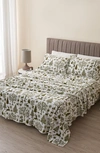 Woven & Weft Printed Plush Velour Sheet Set In Olive Enchanted Woods