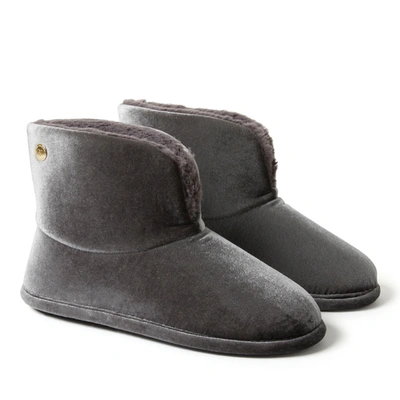 Dearfoams Women's Sara Shiny Velour Bootie Slippers In Beige
