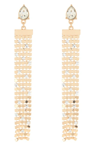Melrose And Market Crystal Mesh Drop Earrings In Clear- Gold