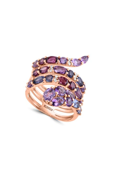 Effy 14k Rose Gold Gemstone & Diamond Snake Ring In Rose Gold/ Multi