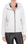 Ookie & Lala Water Resistant Hooded Quilted Bomber Jacket In White