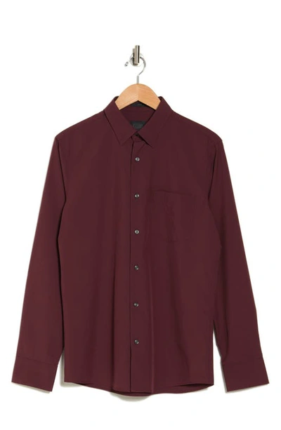 14th & Union Long Sleeve Performance Shirt In Burgundy Royale