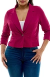 Nina Leonard Cropped Blazer In Berry