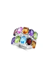 Effy Sterling Silver Semiprecious Stone Ring In Blue/ Green/ Pink Multi