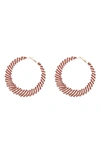 Tasha Crystal Hoop Earrings In Gold/ Red