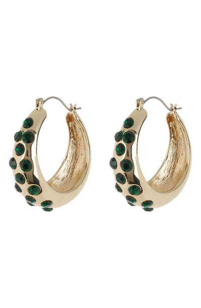 Tasha Crystal Huggie Hoop Earrings In Gold/ Emerald