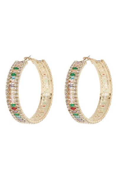 Tasha Crystal Hoop Earrings In Gold