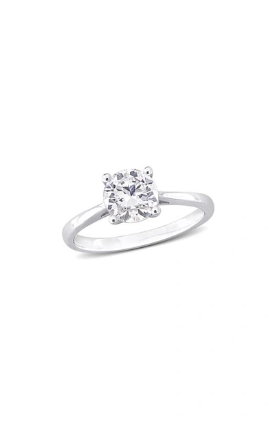 Delmar Sterling Silver Round Lab Created White Sapphire Solitaire Ring