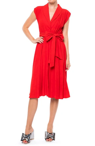Meghan La Honeysuckle Gauze Midi Dress In Cherry