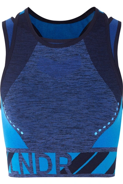 Lndr Zing Layered Stretch-knit Sports Bra In Blue