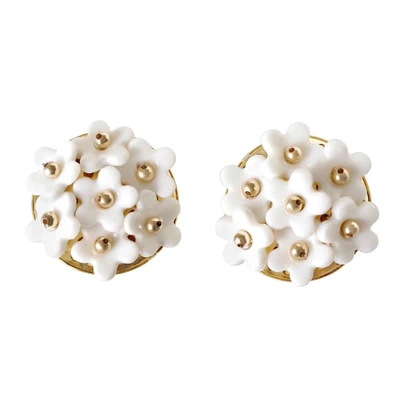 Poporcelain Mini Daisy Cluster Clip Earrings