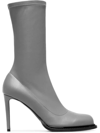 Stella Mccartney Faux Stretch-leather Sock Boots In Grey