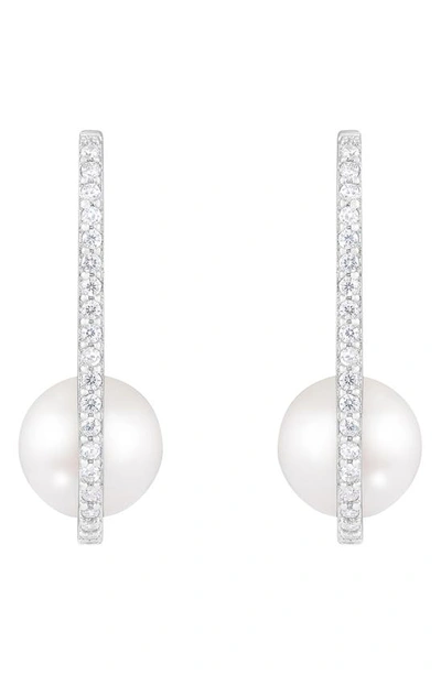 Splendid Pearls Cultured Freshwater Pearl Hoop Earrings In White