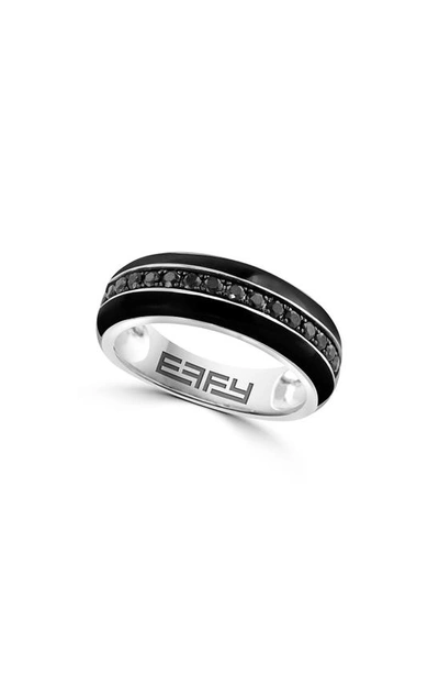 Effy Sterling Silver Pavé Black Spinel Ring
