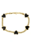 Effy 14k Gold Onyx & Diamond Station Chain Bracelet In Yellow Gold/ Black