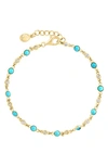 Effy 14k Gold Diamond & Turquoise Chain Bracelet In Yellow Gold/ Blue