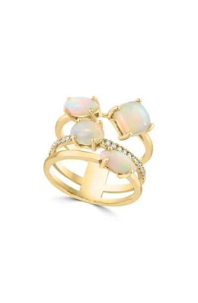 Effy 14k Yellow Gold Ethiopian Opal & Diamond Multiband Ring