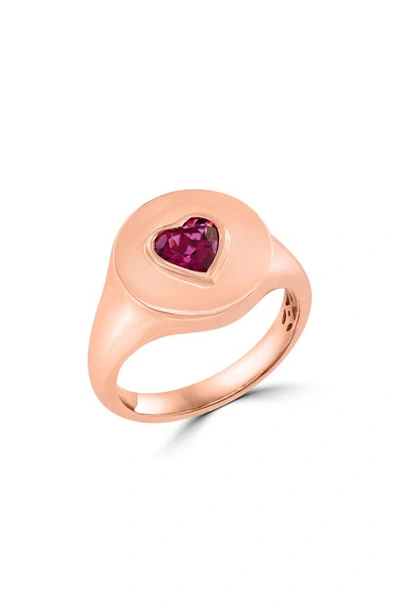 Effy 14k Rose Gold Pink Tourmaline Heart Signet Ring