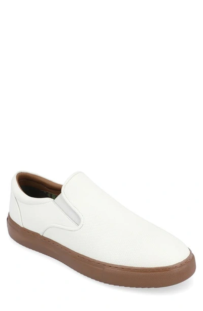 Thomas & Vine Conley Perforated Leather Slip-on Sneaker In White