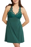 Fleur't Belle Époque Lace Back Knit Chemise In Grove