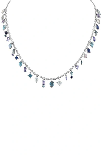 Eden Presley Shades Of Blue Diamond & Blue Sapphire Collar Necklace