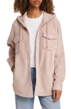 Thread & Supply Hooded Fleece Shacket In Dusty Pink