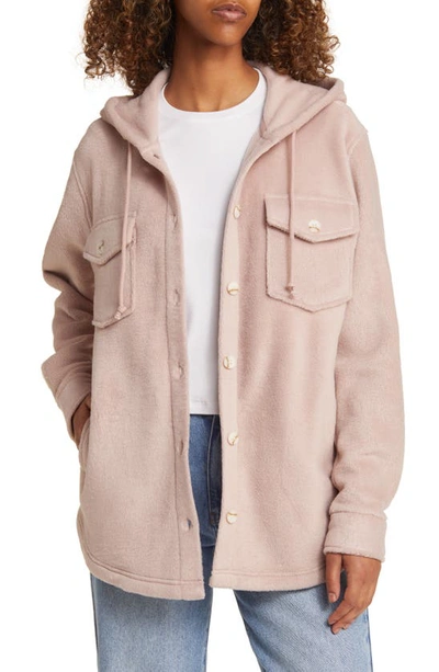 Thread & Supply Hooded Fleece Shacket In Dusty Pink