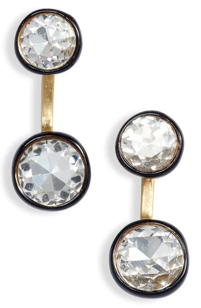 Roxanne Assoulin Bezel Crystal Drop Back Earrings In Gold