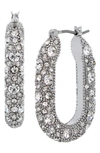 Allsaints Pavé Oval Hoop Earrings In Crystal/ Rhodium