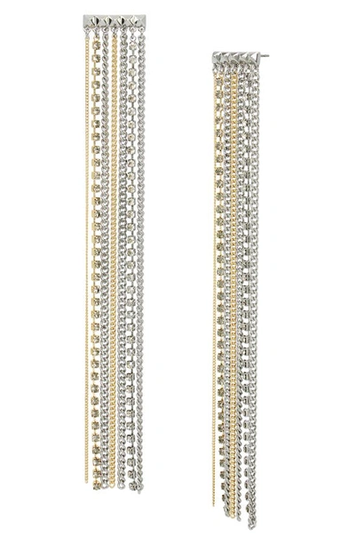 Allsaints Fringe Drop Earrings In Silver/gold