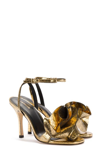Larroude Penelope Ankle Strap Sandal In Gold