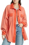 Free People We The Free Ruby Fleece Shirt Jacket In Scarlet Ibis