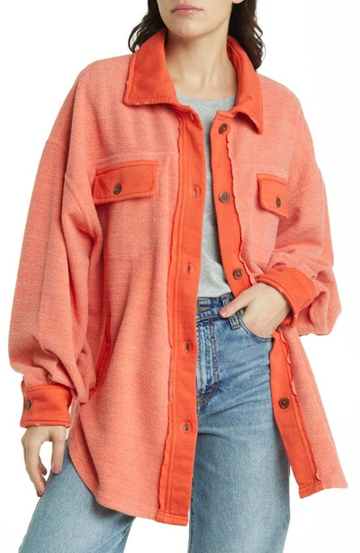 Free People We The Free Ruby Fleece Shirt Jacket In Scarlet Ibis