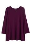 Eileen Fisher Crewneck Tunic Top In Sweet Plum