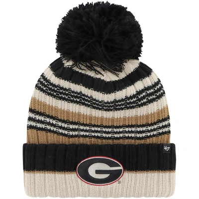 47 ' Khaki Georgia Bulldogs Barista Cuffed Knit Hat With Pom