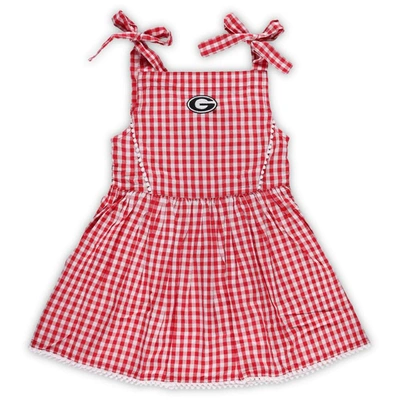 Garb Kids' Girls Toddler  Red Georgia Bulldogs Teagan Gingham Sleeveless Dress