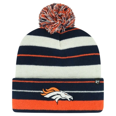 47 ' Navy Denver Broncos Powerline Cuffed Knit Hat With Pom