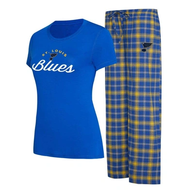 Concepts Sport Women's  Blue, Gold St. Louis Blues Arctic T-shirt And Pajama Pants Sleep Set In Blue,gold