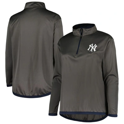 Profile Charcoal New York Yankees Plus Size Quarter-zip Jacket