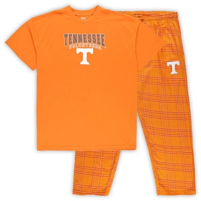 Profile Men's  Tennessee Orange, White Tennessee Volunteers Big And Tall 2-pack T-shirt And Flannel P In Tennessee Orange,white