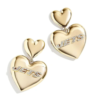 Wear By Erin Andrews X Baublebar Gold New York Jets Heart Statement Drop Earrings