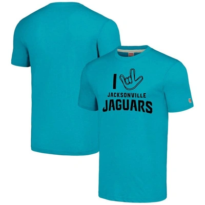 Homage Unisex   Teal Jacksonville Jaguars The Nfl Asl Collection By Love Sign Tri-blend T-shirt
