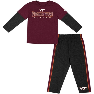 Colosseum Kids' Toddler  Maroon/black Virginia Tech Hokies Long Sleeve T-shirt & Pants Set