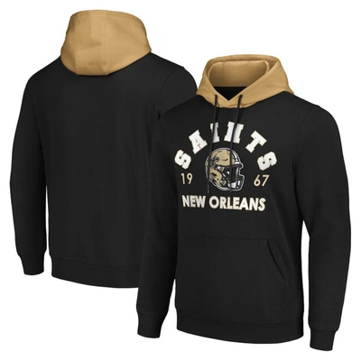 G-iii Sports By Carl Banks Black New Orleans Saints Colorblock Pullover Hoodie
