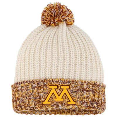 New Era Kids' Girls Youth  Cream Minnesota Golden Gophers Fresh Cuffed Knit Hat With Pom