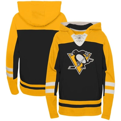 Outerstuff Kids' Preschool Black Pittsburgh Penguins Ageless Revisited Lace-up V-neck Pullover Hoodie