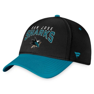 Fanatics Branded Black/teal San Jose Sharks Fundamental 2-tone Flex Hat In Black,teal