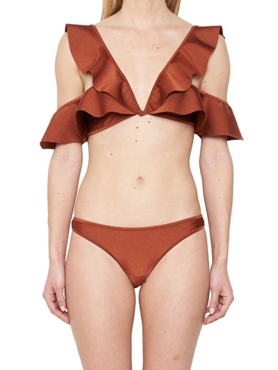 Zimmermann Bronze Tali Flutter V-neck Bikini