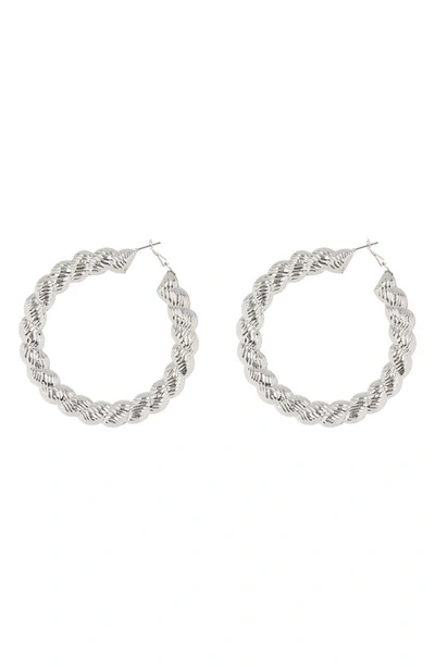 Tasha Rope Hoop Earrings In Silver
