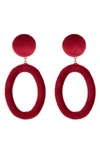 Tasha Velvet Oval Drop Earrings In Red